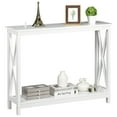 thumbnail image 1 of SuperDeal White Console Table 2-Tier MDF Entryway Table X-Design Storage Display Shelf Indoor, 1 of 10