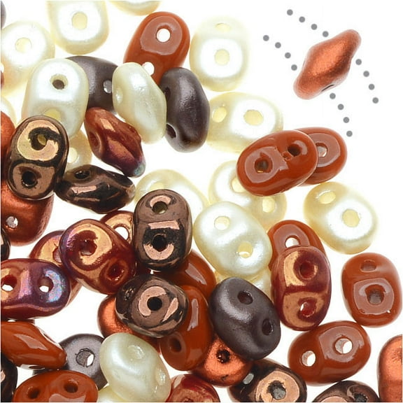 SuperDuo 2-Hole Czech Glass Beads, Jasper Mix, 24g Tube