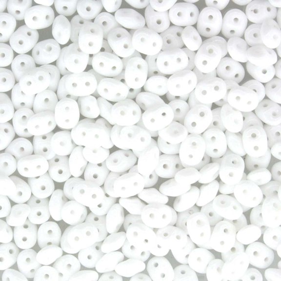 SuperDuo, Czech Glass 2-Hole Seed Beads 5.5x3.5mm, Chalk White, 22 Grams