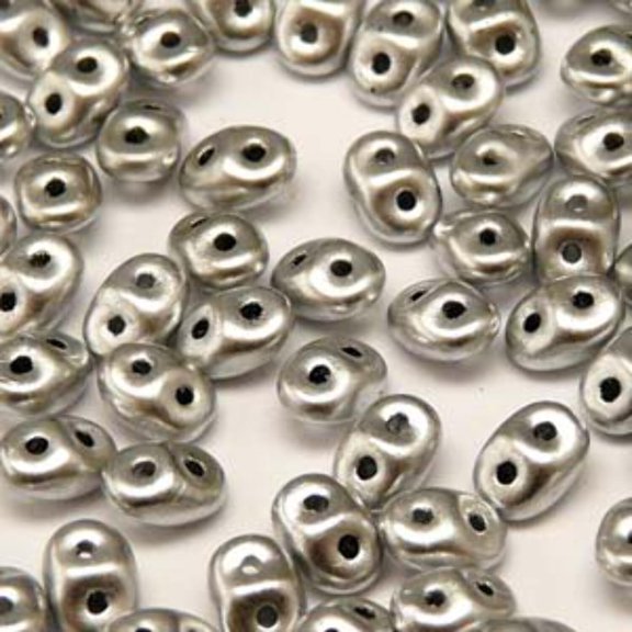 SuperDuo, Czech Glass 2-Hole Seed Beads 5.5x3.5mm, Crystal Bronze Aluminum, 22 Grams