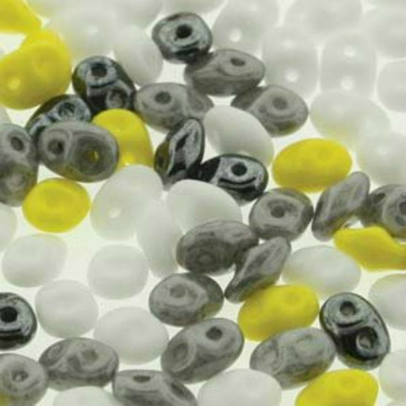 SuperDuo, Czech Glass 2-Hole Seed Beads 5.5x3.5mm, Limoncello Mix, 22 Grams,