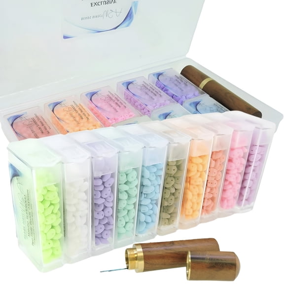 SuperDuo Kit -  10 Colors  120 Grams SuperDuo 2-Hole Beads Bondeli Collection, 12GM per Color, plus 2 Beading Needles