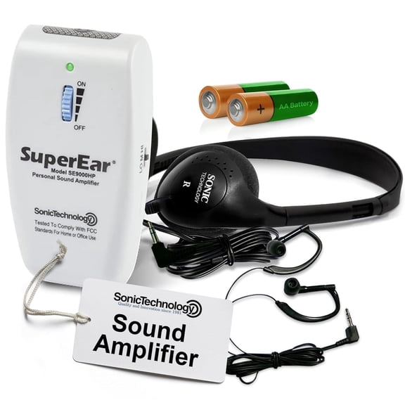 SuperEar Rechargeable Personal Sound Amplification SE9000HP Complete System 50dB, 3 Tone Frequency