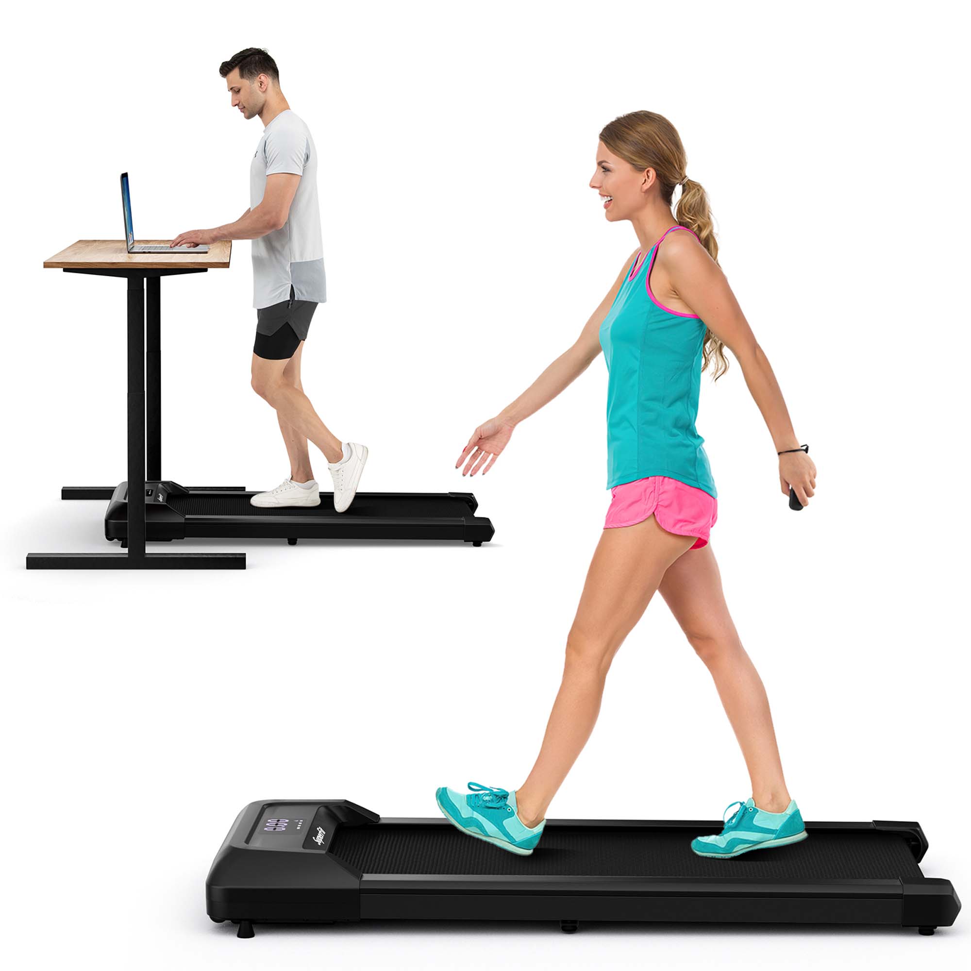 SuperFit 0.6-3.8MPH Walking Pad Under Desk Treadmill with Remote Control and LED Display Black - image 1 of 10