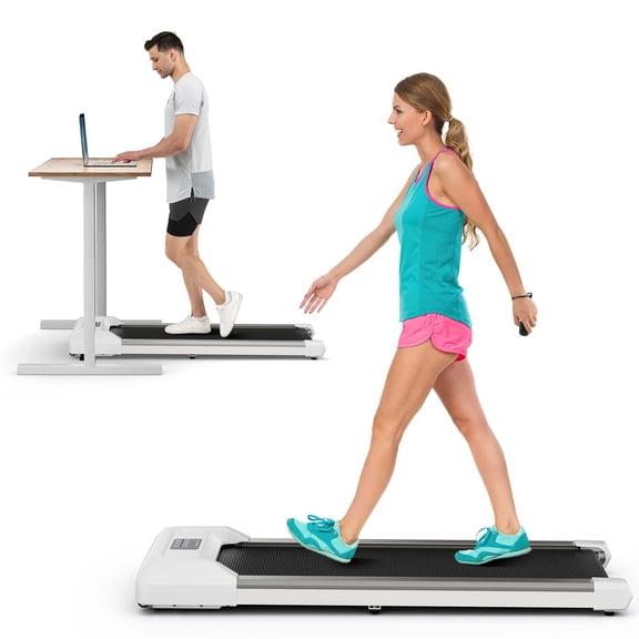 Costway 0.6-3.8MPH Walking Pad Under Desk Treadmill with Remote Control and LED Display Grey