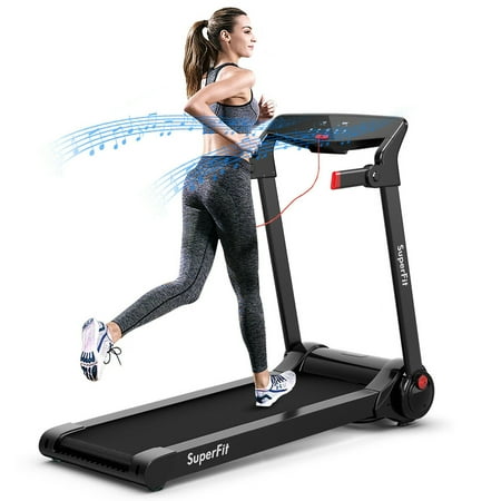 Costway - 3HP Folding Electric Treadmill Running Machine w/ Speaker - Red