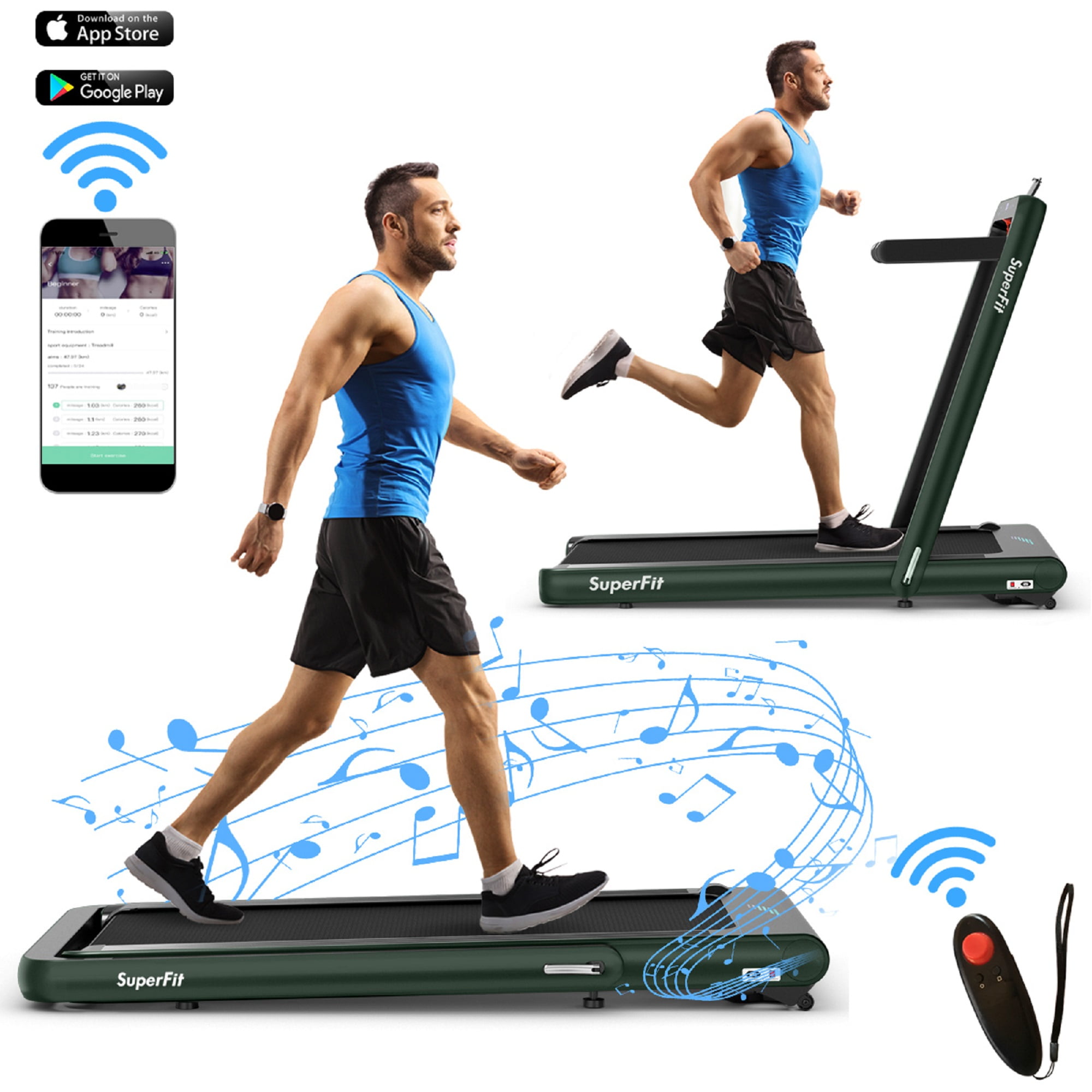 SuperFit 4.75HP Desk Foldable 2 In 1 Workout Treadmill W Remote APP Control Navy Walmart
