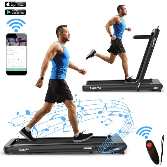 Costway 4.75HP 2 In 1 Folding Treadmill W/Remote APP Control Black