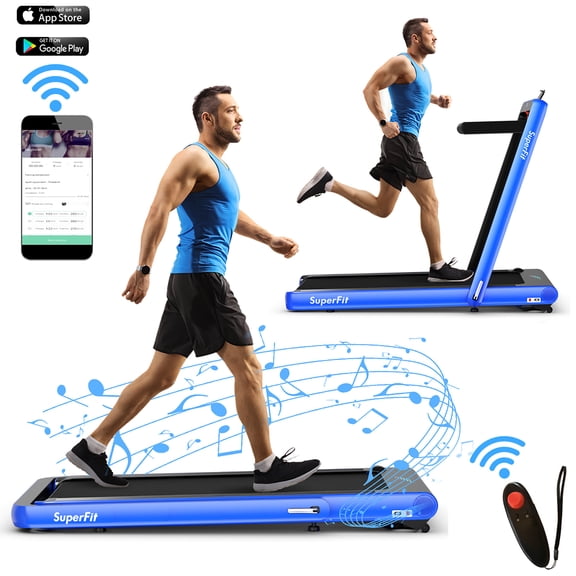 Costway 4.75HP 2 In 1 Folding Treadmill W/Remote APP Control Navy