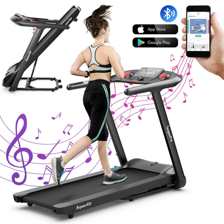 Superfit Up To 7.5mph 2.25hp 2 In 1 Single Display Screen Folding Treadmill  Remote Control W/ App Control Speaker Black : Target