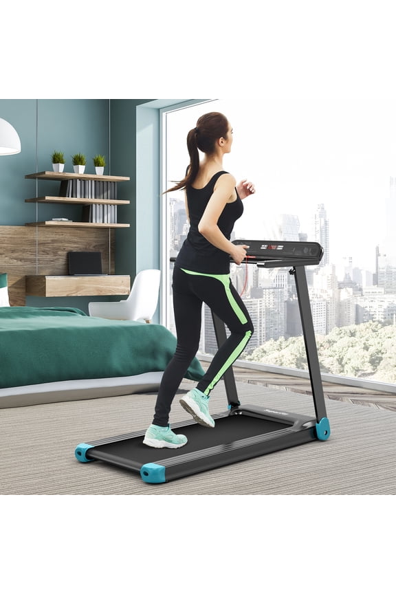 Electric Treadmill Compact Walking Running Machine w/APP Control Speaker