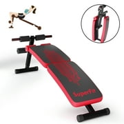 SuperFit Folding Weight Bench Adjustable Sit-up Board Curved Decline Bench Red