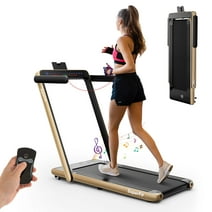 SuperFit Up To 7.5MPH 2.25HP 2 in 1 Dual Display Screen Treadmill Jogging Machine W/APP Control Gold