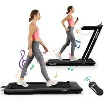 SuperFit Up To 7.5MPH 2.25HP 2 in 1 Single Display Screen Folding Treadmill Remote Control W/ APP Control Speaker Black