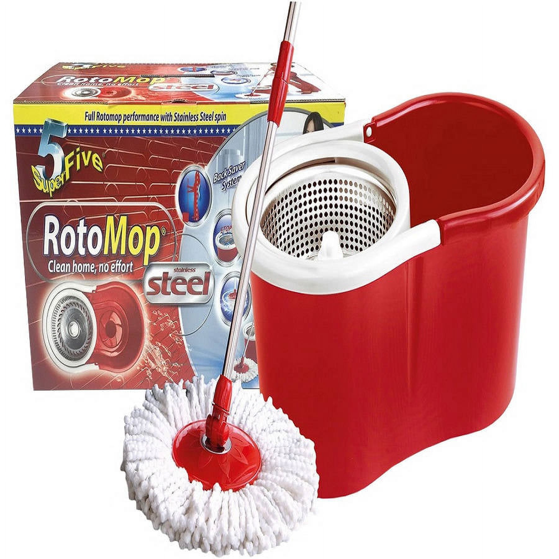SuperFive RotoMop Mop with Stain & Steel Spin Bucket Kit, 3 pc