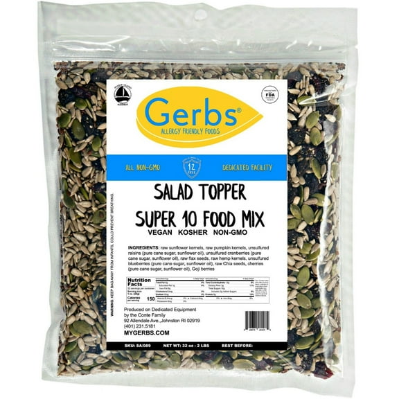 SuperFood Seed n' Dried Fruit Mix by Gerbs - 2 LBS. - Top 14 Food Allergen Free & NON GMO - Vegan & Kosher