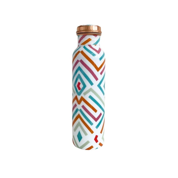 SuperGeneriX 34 oz Copper Water Bottle | Leakproof & Durable Metal | Lightweight & Reusable Tamba Bottle for Home, Office & Travel (Multicolor Abstract)