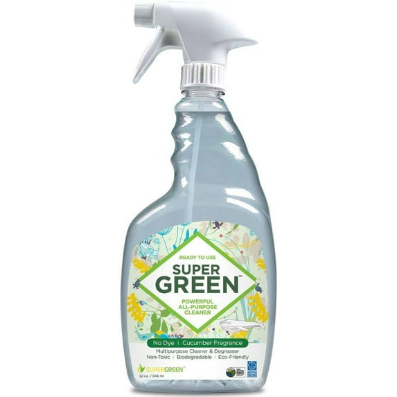 SuperGreen Powerful All-Purpose Cleaner and Degreaser | USDA Certified Bio-Based, Non-toxic, NO Ammonia or Phosphates, Cucumber Fragrance 32 fl oz 1 Pack