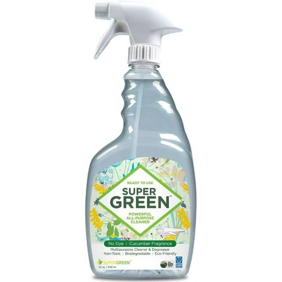 SuperGreen Powerful All-Purpose Cleaner and Degreaser | USDA Certified Bio-Based, Non-toxic, NO Ammonia or Phosphates, Cucumber Fragrance 32 fl oz 1 Pack
