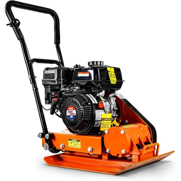 SuperHandy Gas Compactor, Steel Tamper, 7 HP, 375 cc, 20x15 in Base Plate, 5500 VPM