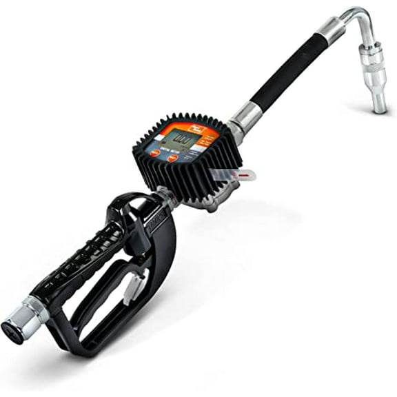 SuperHandy Digital Oil Control Valve Flow Meter Dispenser Nozzle 10 GPM / 35 LPM Heavy Duty Air Operated Pneumatic 1/2" Inch NPT Inlet Pressure Range 7-725 Psi Flexible Spout (Not for Gasoline)