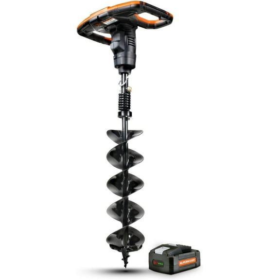 SuperHandy Electric Earth Auger and Drill Bit (Upgraded Design) - 48V 2Ah Battery System, 6" x 30" Drill Bit, 3/4" Shaft