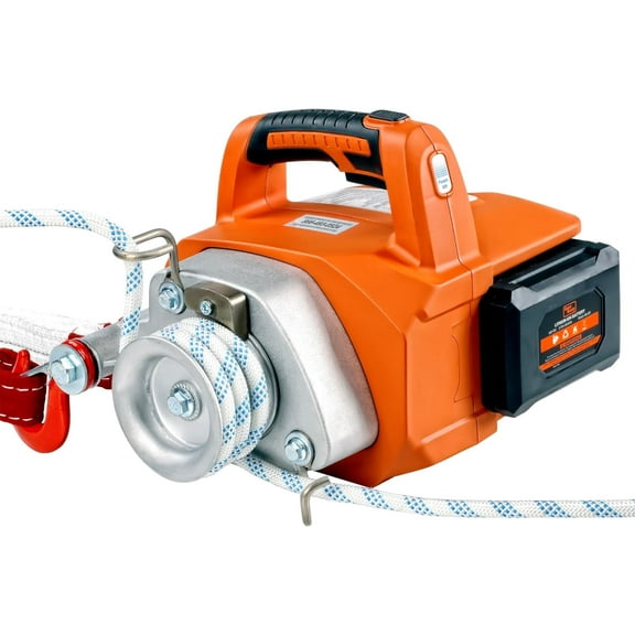 SuperHandy Electric Portable Winch Capstan Hoist Brushless Motor Li-Ion Battery Powered 1000-2000 Max Pulling Force for Forestry Hunting Garden Off-Road (Low Stretch Rope Included)