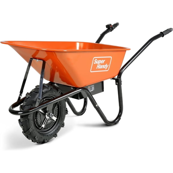 SuperHandy Electric Wheelbarrow  24V Brushless Motor, 330LBS Load Capacity, Dual 12V Batteries, All-Terrain Utility Cart