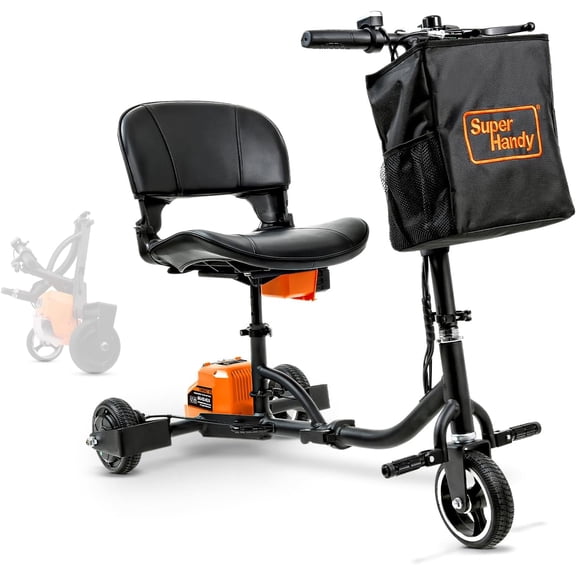SuperHandy Lightweight 3-Wheel Mobility Scooter - Elder, Handicap, Adults Transport, 48V 2Ah Battery, Long Range, 35 lbs