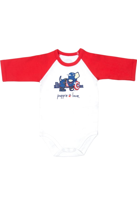 SuperHero - 12-24 Months 3/4 Length Red Sleeve Onesie