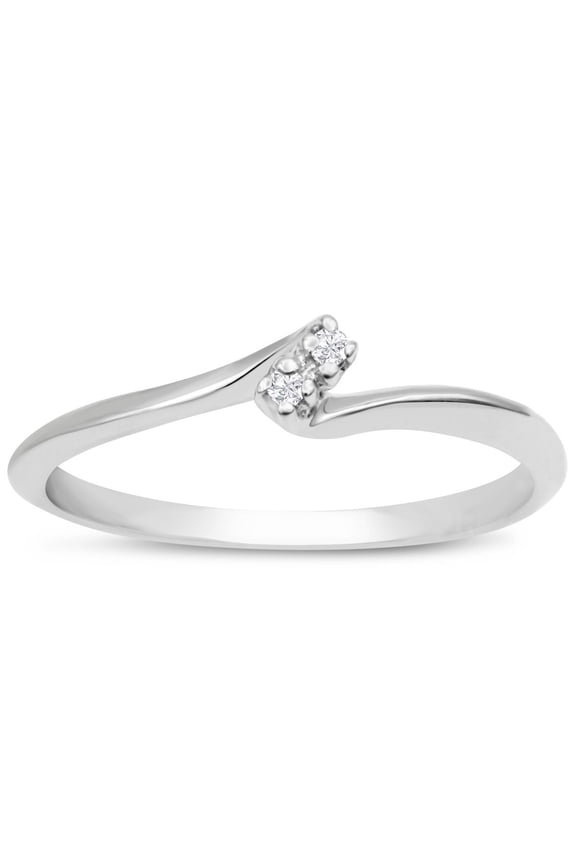 0.02ct Two Diamond Promise Ring In 10 Karat White Gold For Women