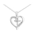 thumbnail image 1 of SuperJeweler 0.03 Carat Cross Diamond Heart Necklace In Sterling Silver For Women, 1 of 5
