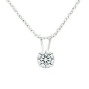 SUPERJEWELER 0.15 Carat Lab Grown Diamond Solitaire Necklace In White Gold With Free Chain For Women