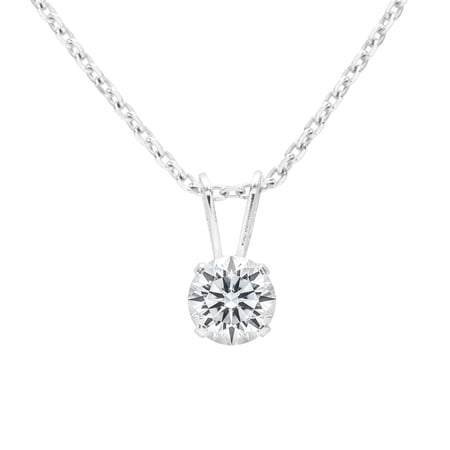 SuperJeweler 0.15 Carat Lab Grown Diamond Solitaire Necklace In White Gold With Free Chain For Women