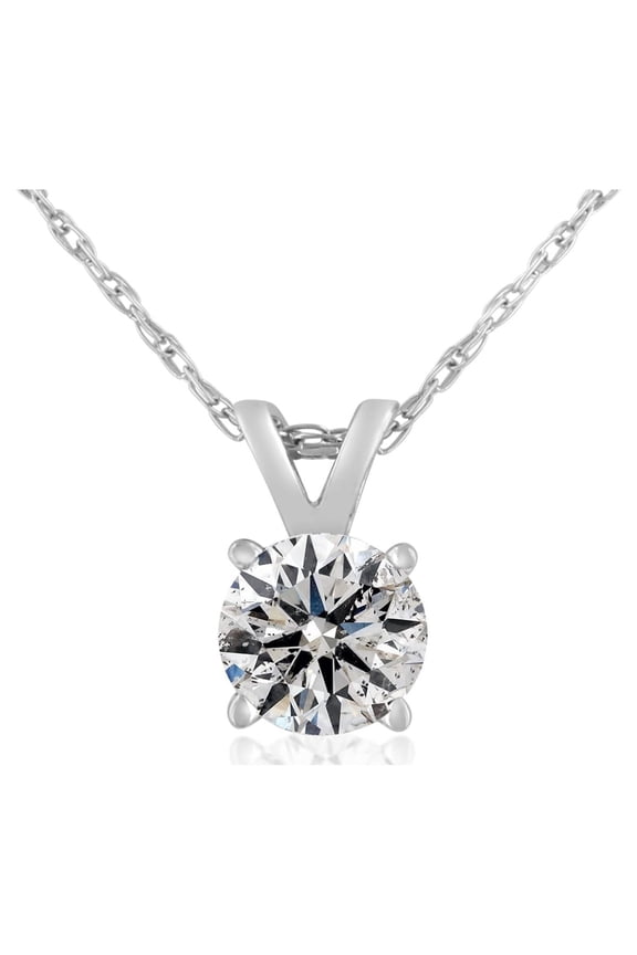 0.55 Carat Diamond Solitaire Necklace in 14 Karat White Gold (E-F Color) for Women