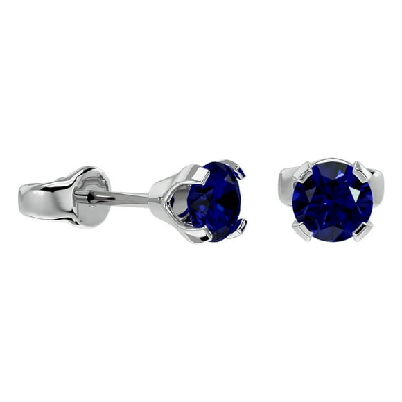 SuperJeweler 0.60 Carat Blue Sapphire Stud Earrings for Women in 14 Karat White Gold Filled, Elegant Blue Sapphire Earrings for Women, Classic Stud Earrings