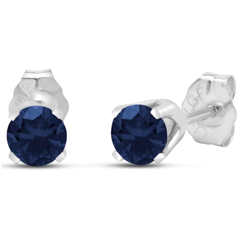 SuperJeweler 0.60 Carat Blue Sapphire Stud Earrings for Women in 14 Karat White Gold Filled , Elegant Blue Sapphire Earrings for Women, Classic Stud Earrings