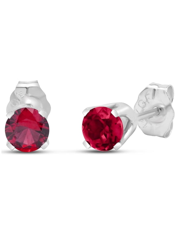 0.60 Carat Ruby Stud Earrings for Women in 14 Karat White Gold Filled , Elegant Ruby Earrings for Women, Classic Stud Earrings