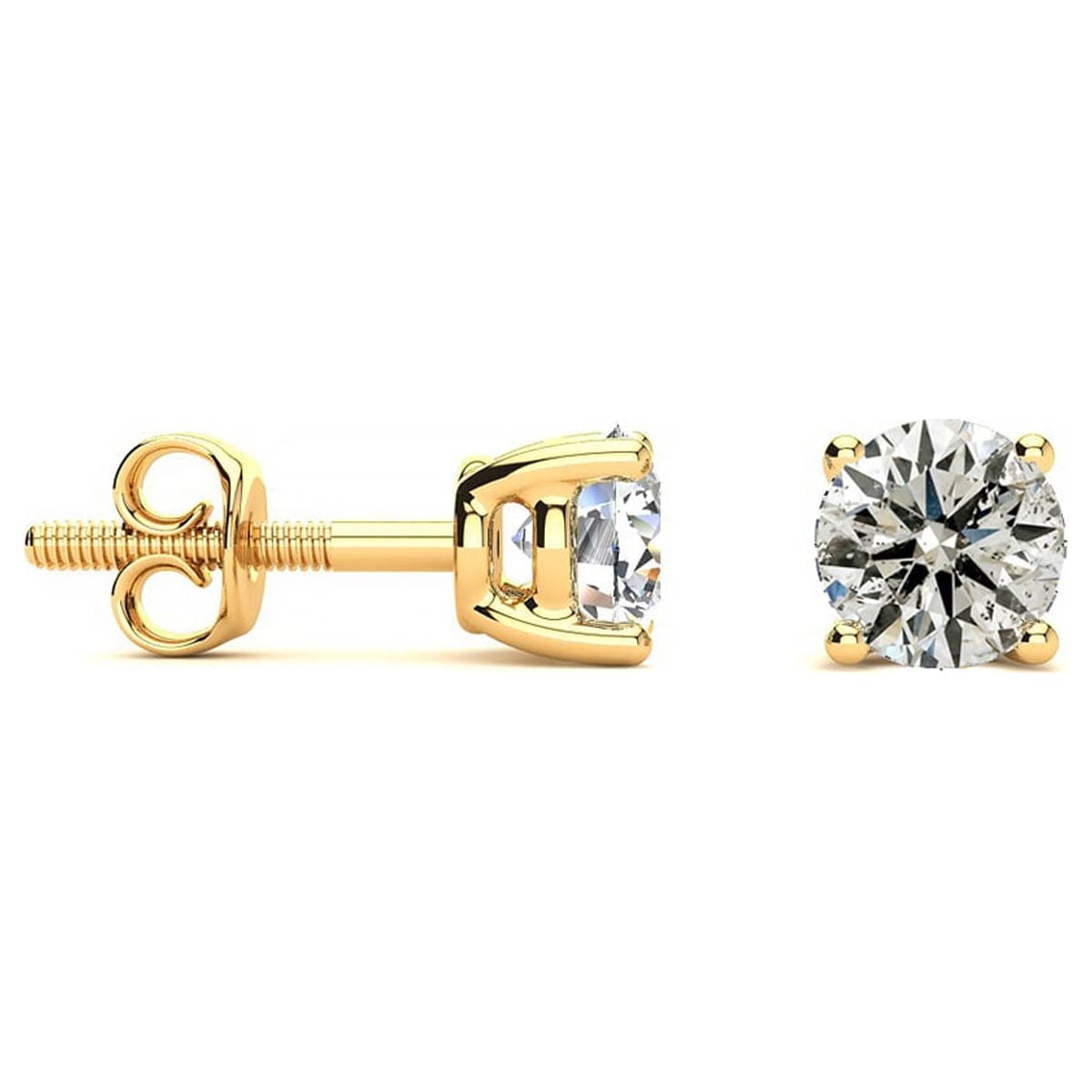 SuperJeweler 0.85 Carat Diamond Stud Earrings In 14 Karat Yellow Gold Long Post Earrings For Women