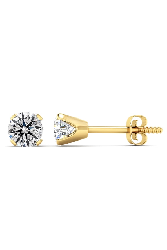0.90 Carat Diamond Stud Earrings in 14 Karat Yellow Gold, Elegant Diamond Earrings for Women, Classic Womens Earrings, Beautiful Gift for Her
