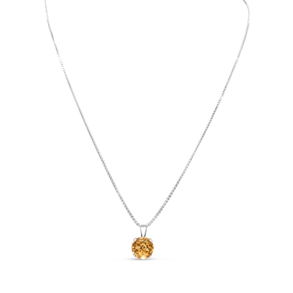 SuperJeweler 1 1/2 Carat Citrine Necklace In Sterling Silver, 8MM, 18 Inches For Women