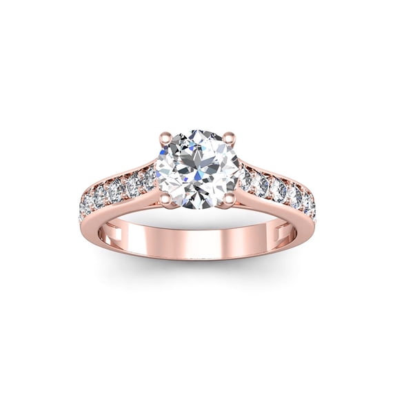 SuperJeweler 1 1/2 Carat Classic Lab Grown Diamond Engagement Ring In 14K Rose Gold For Women