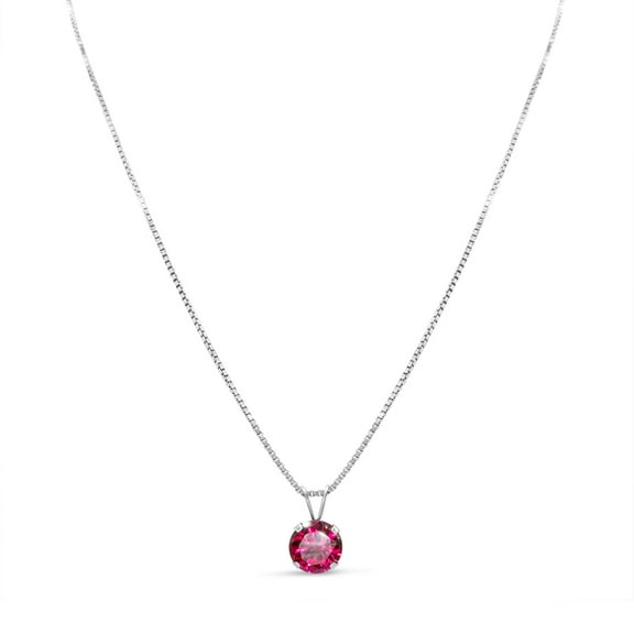SuperJeweler 1 1/2 Carat Created Ruby Necklace In Sterling Silver, 8MM, 18 Inches For Women