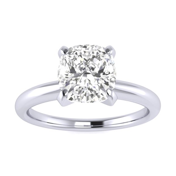 SuperJeweler 1 1/2 Carat Cushion Cut Moissanite Solitaire Engagement Ring in 14 Karat White Gold
