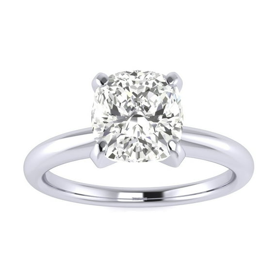 SuperJeweler 1 1/2 Carat Cushion Cut Moissanite Solitaire Engagement Ring in 14 Karat White Gold