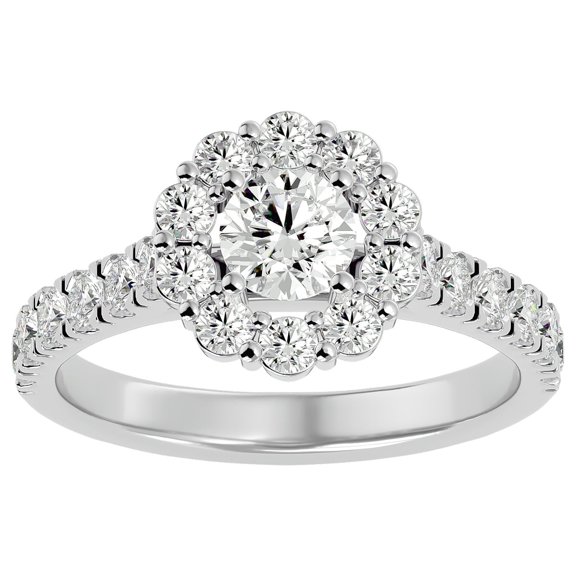 SuperJeweler 1 1/2 Carat Halo Moissanite Engagement Ring In 14 Karat White Gold For Women