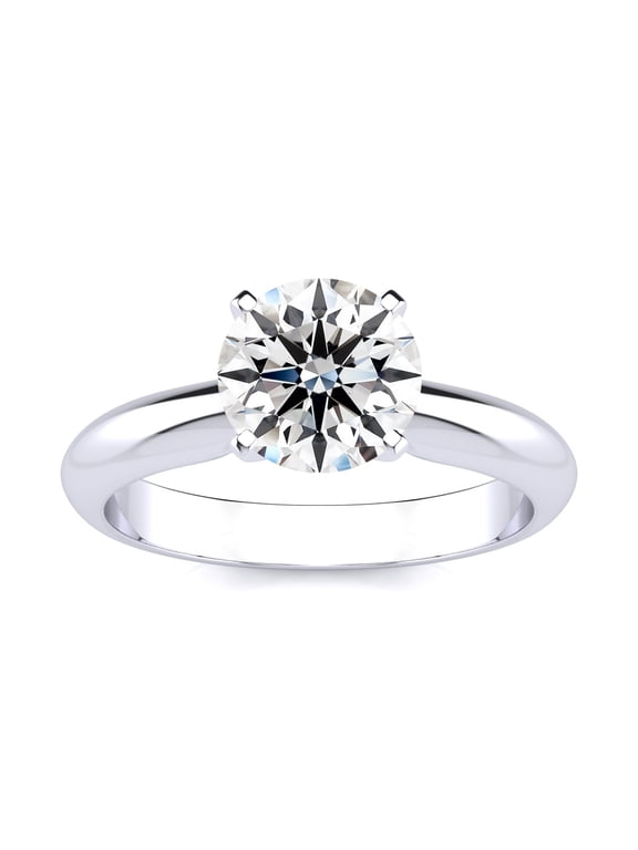 1 1/2 Carat Lab Grown Diamond Solitaire Ring In Sterling Silver For Women