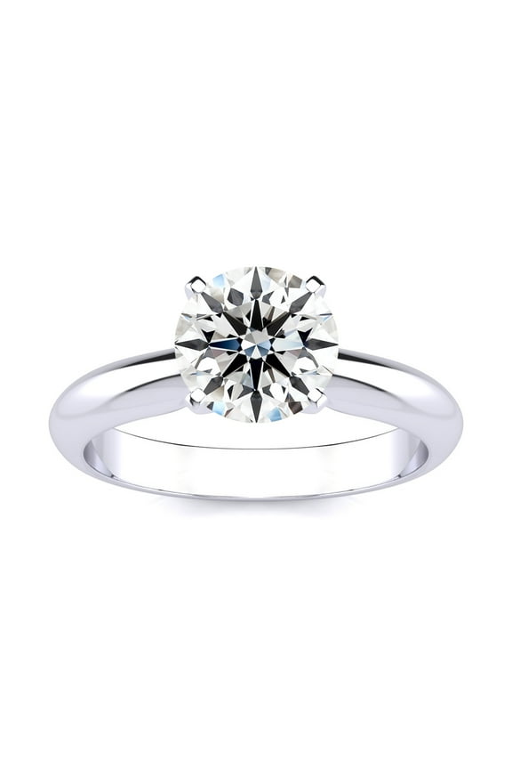 1 1/2 Carat Lab Grown Diamond Solitaire Ring In Sterling Silver For Women