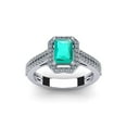thumbnail image 1 of SuperJeweler 1 1/2 Carat Octagon Shape Created Emerald and Halo Diamond Ring In Sterling Silver For Women, 1 of 6