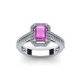 thumbnail image 1 of SuperJeweler 1 1/2 Carat Octagon Shape Created Pink Sapphire and Halo Diamond Ring In Sterling Silver For Women, 1 of 6